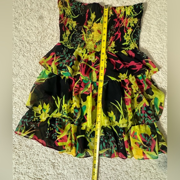 Tropical Strapless Tiered Mini Dress - Picture 3 of 6
